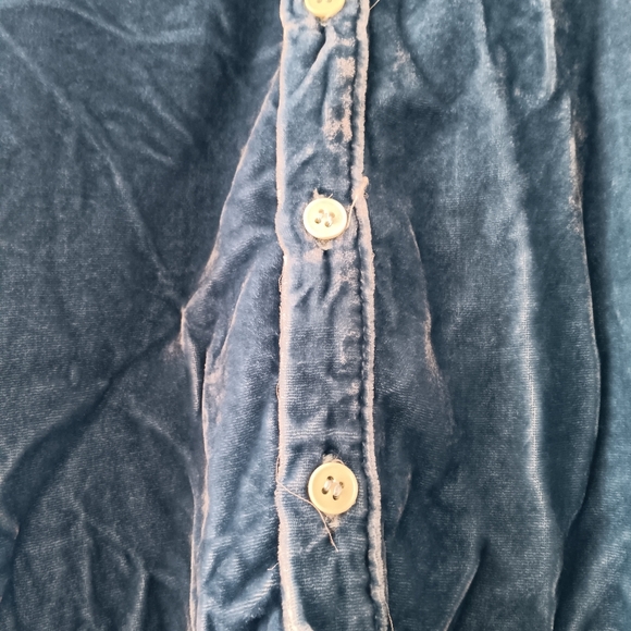 CP Shades Romy Blue Velvet Velour Button Down Shirt Long Sleeve XS - Picture 5 of 8